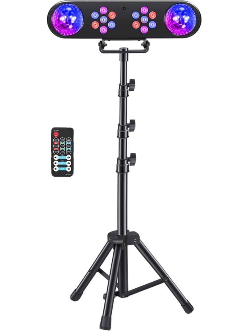 Colorful DJ Party Lights with Stand, Rotating Disco Ball & Sound Activated Stage